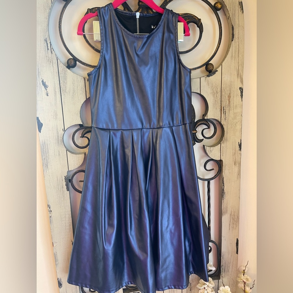 Kidpik girls faux leather dress